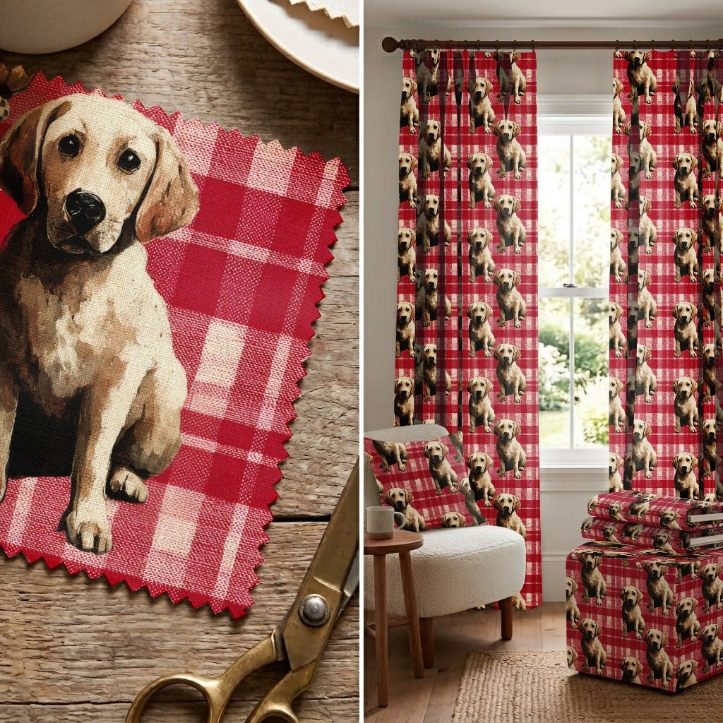 Yellow Lab Picnic Gingham - Fabric - Linen Rowe