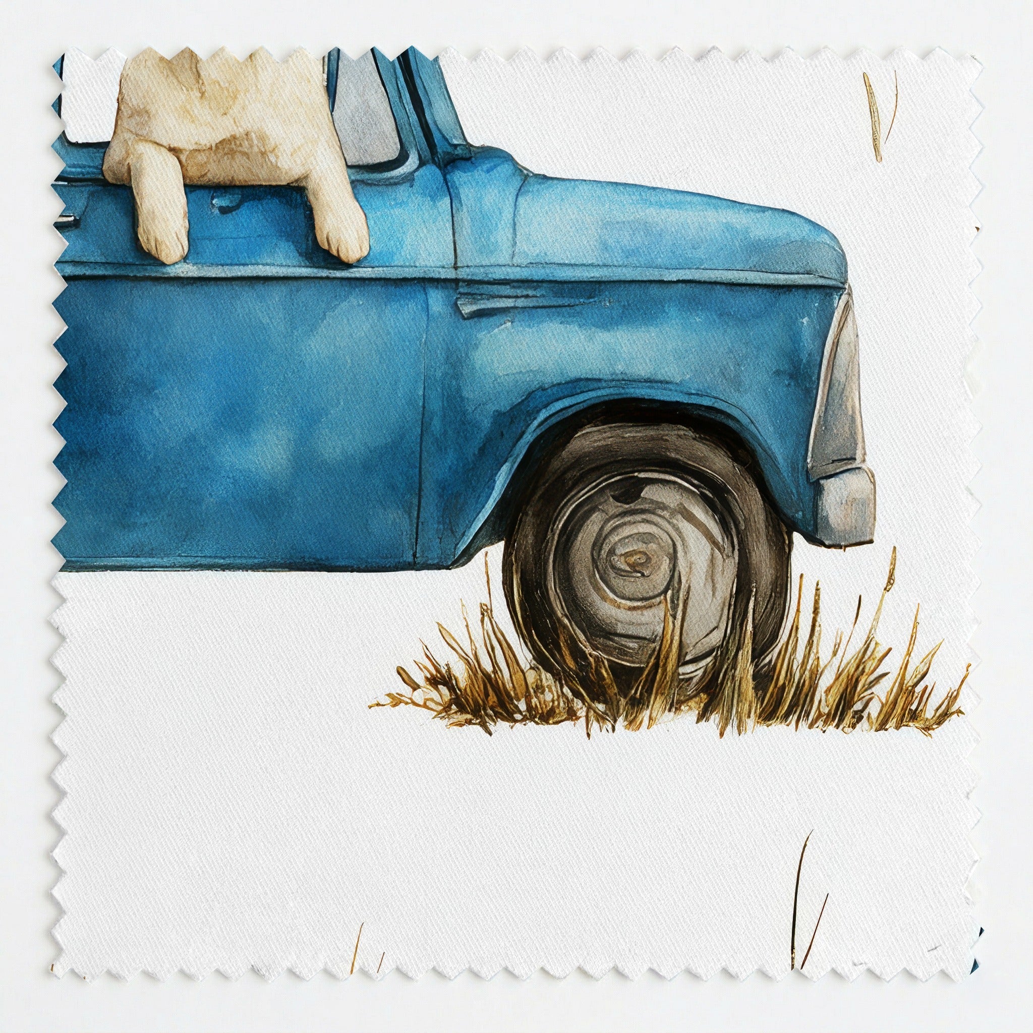 Yellow Lab Sunday Drive - Fabric - Linen Rowe