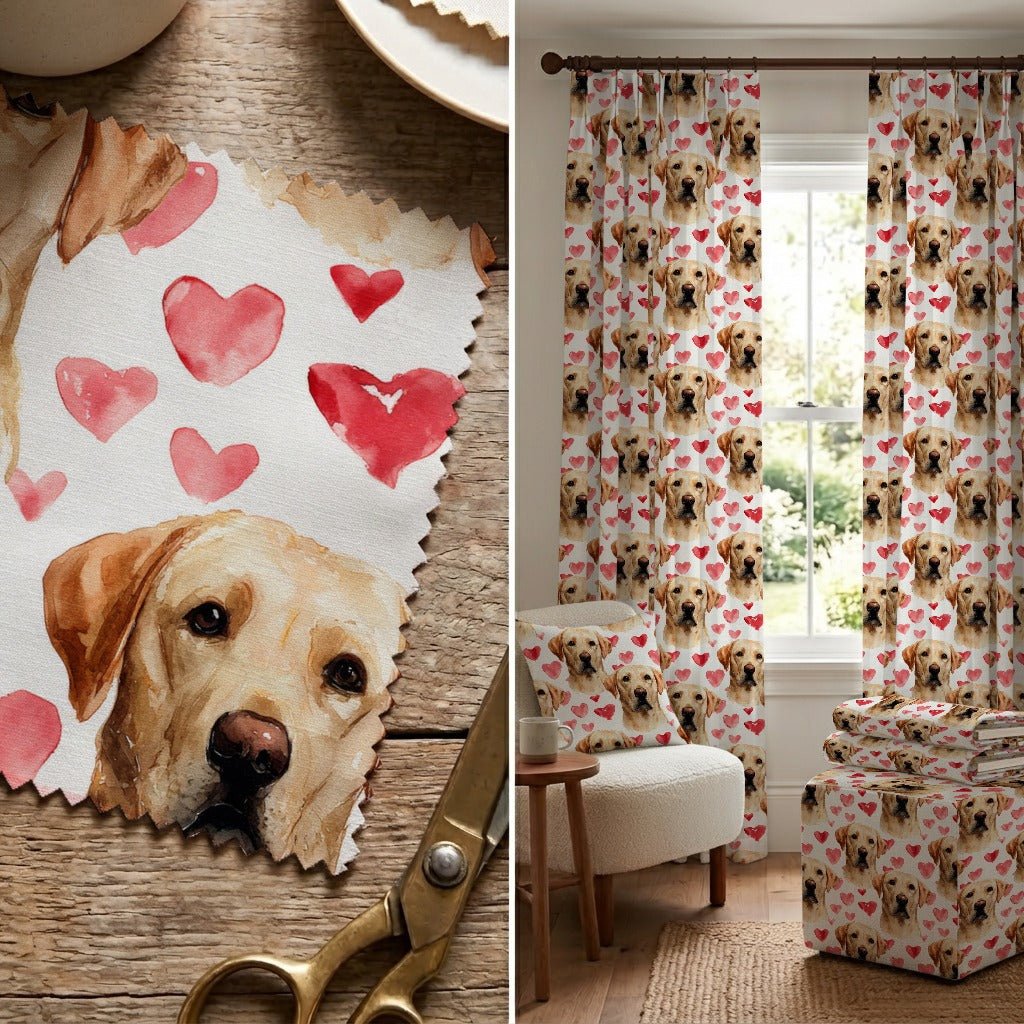 Yellow Lab Sweetheart - Fabric - Linen Rowe
