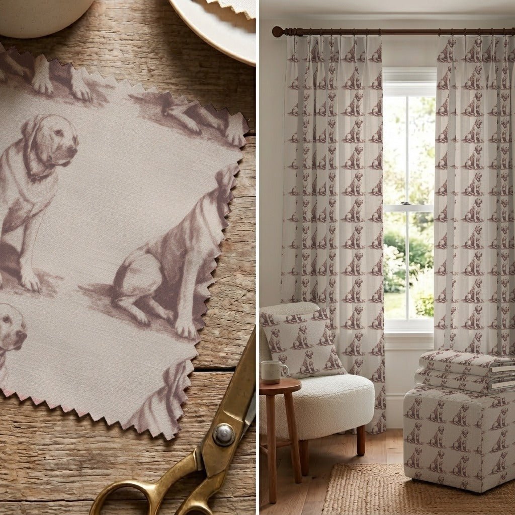 Yellow Lab Tonal Print - Fabric - Linen Rowe
