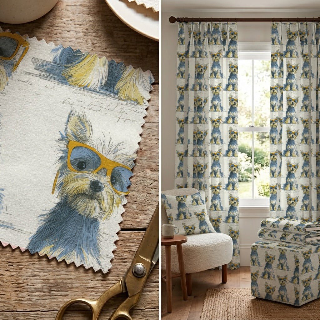 Yorkie Cool Shades - Fabric - Linen Rowe