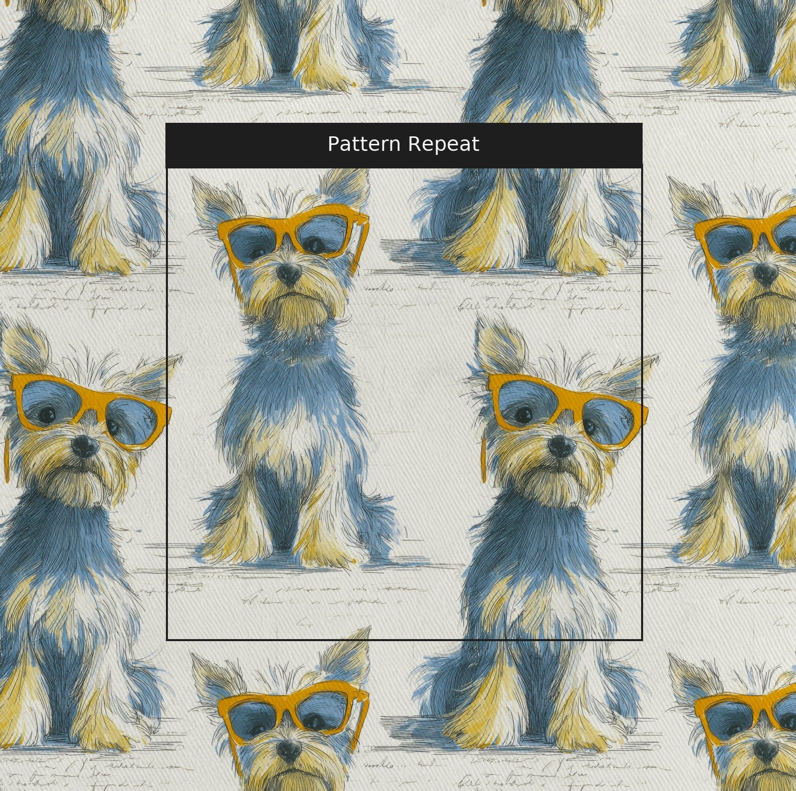Yorkie Cool Shades - Fabric - Linen Rowe