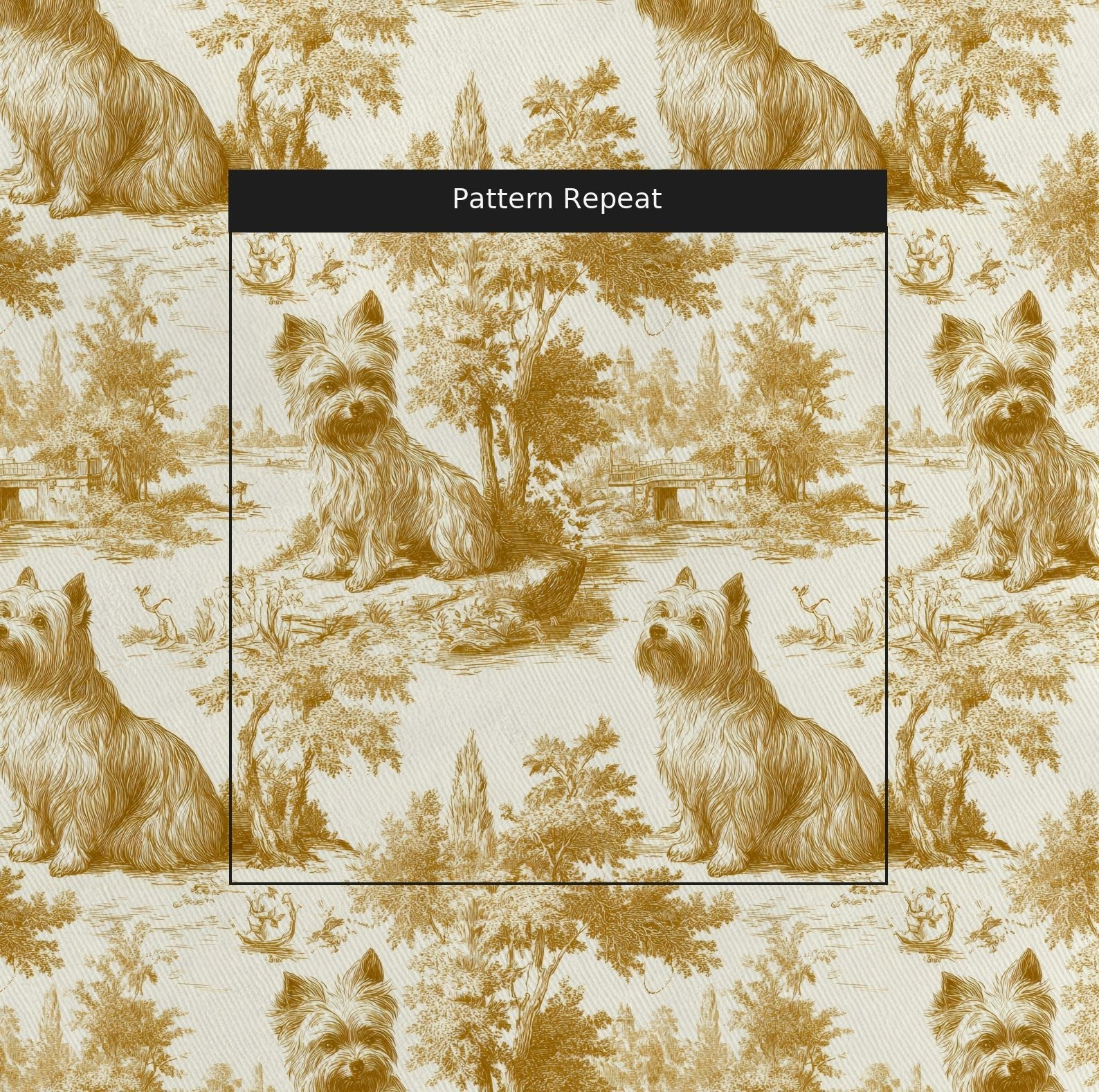 Yorkie Country Toile - Fabric - Linen Rowe