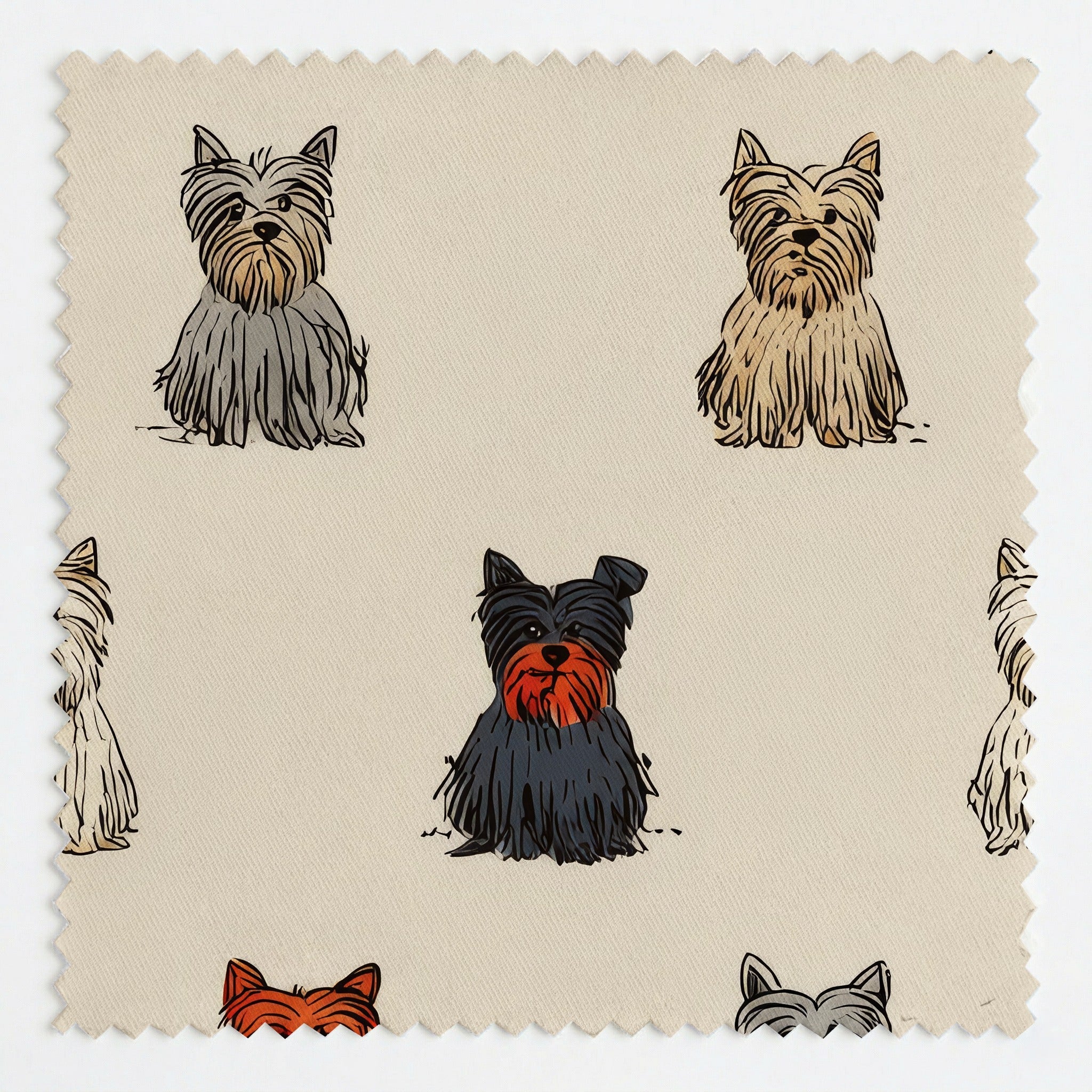 Yorkie Ditsy Cream - Fabric - Linen Rowe