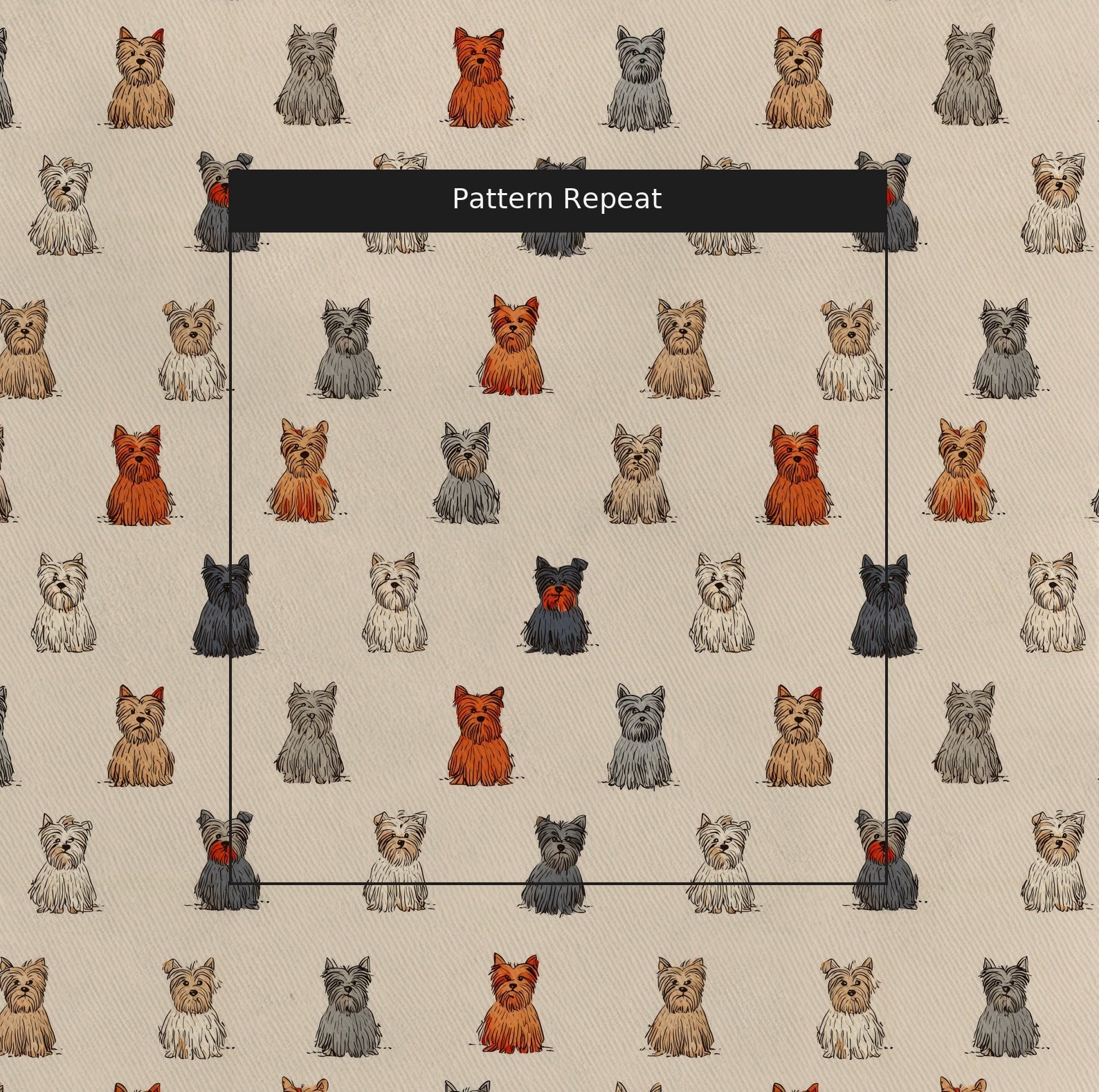 Yorkie Ditsy Cream - Fabric - Linen Rowe