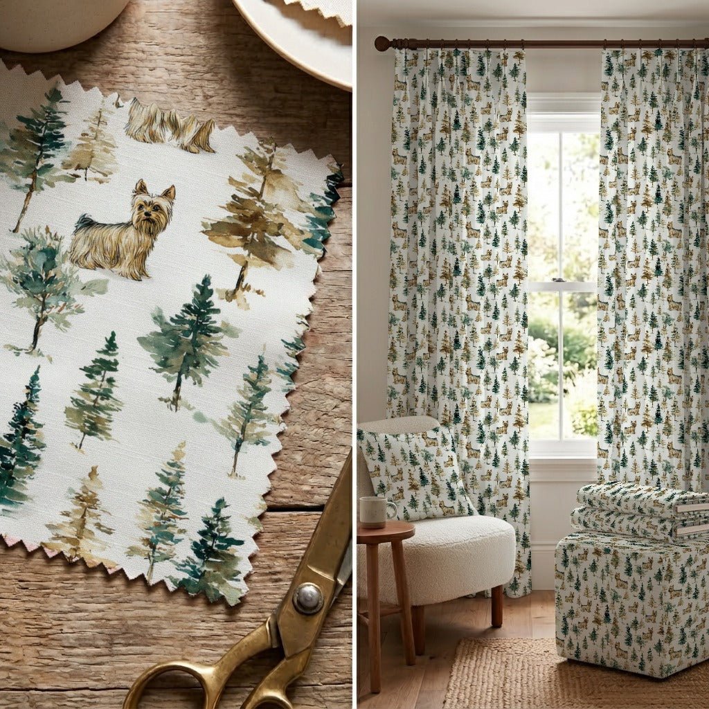 Yorkie Evergreen Grove - Fabric - Linen Rowe