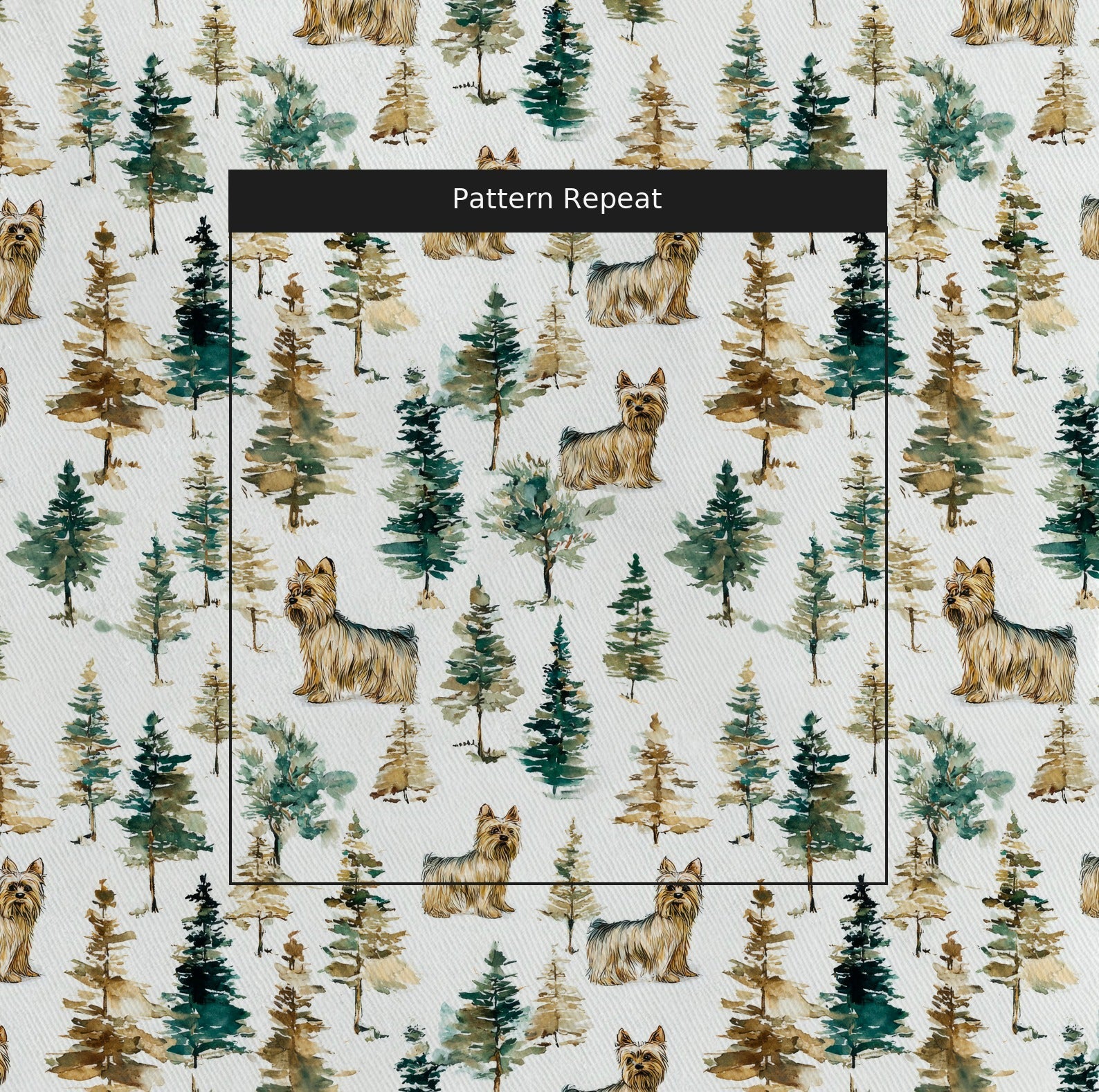 Yorkie Evergreen Grove - Fabric - Linen Rowe