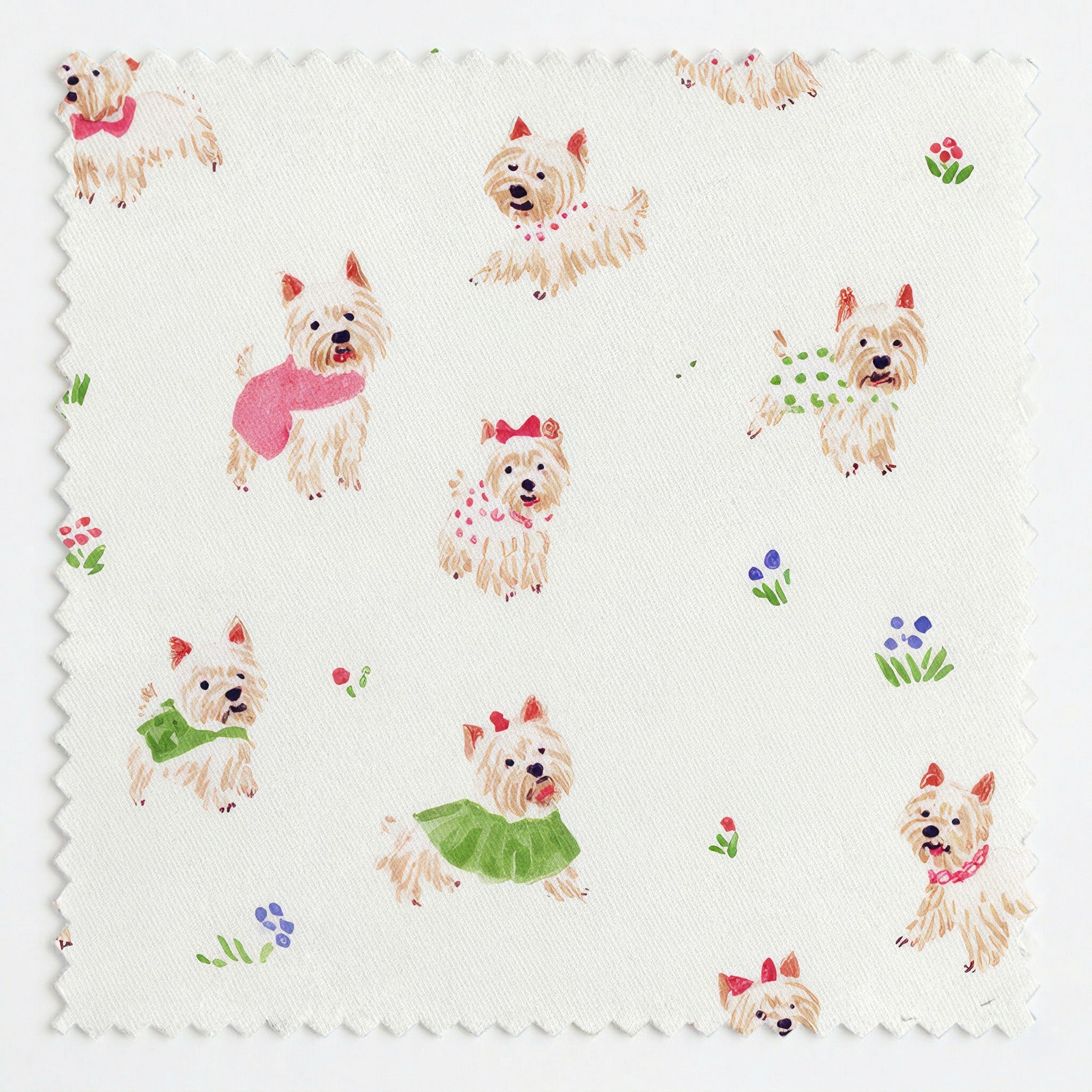 Yorkie Garden - Fabric - Linen Rowe