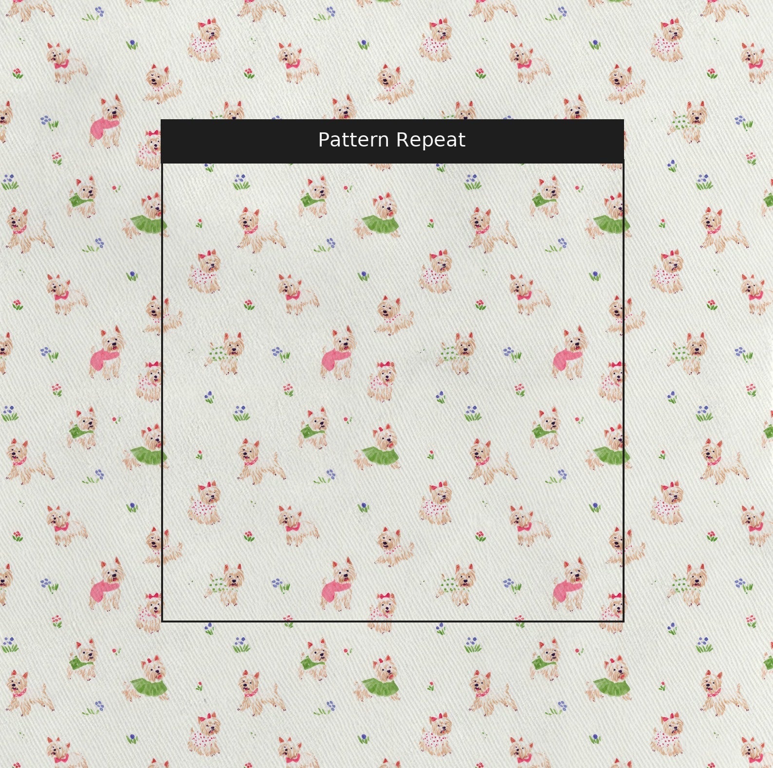 Yorkie Garden - Fabric - Linen Rowe