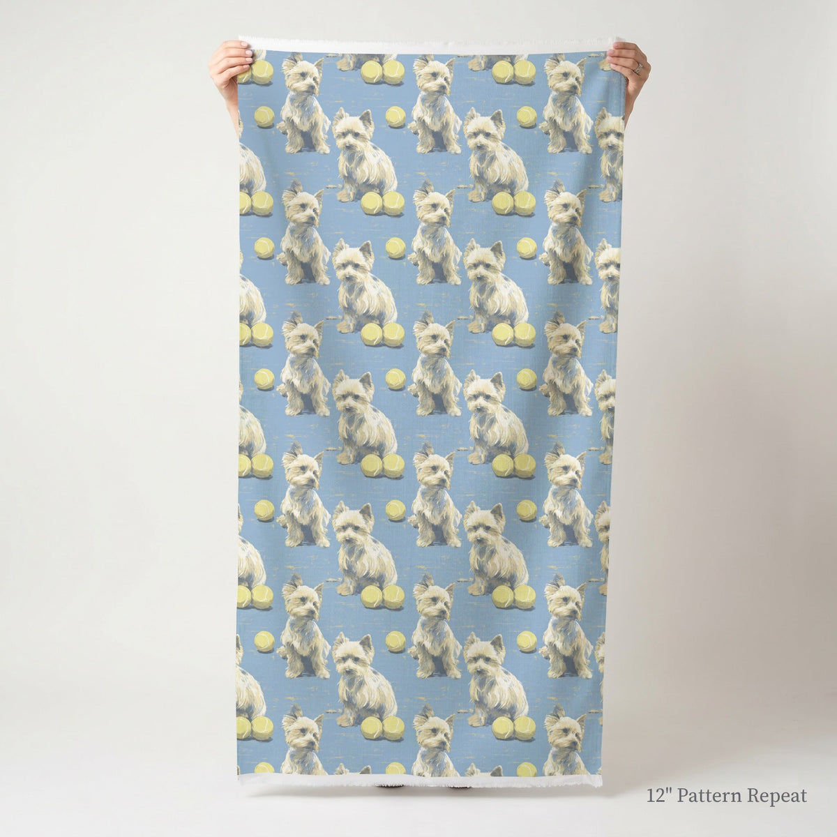 Yorkie Go Fetch - Fabric - Linen Rowe