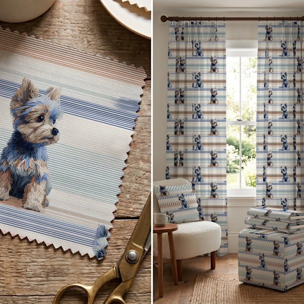 Yorkie Pastel Stripes - Fabric - Linen Rowe