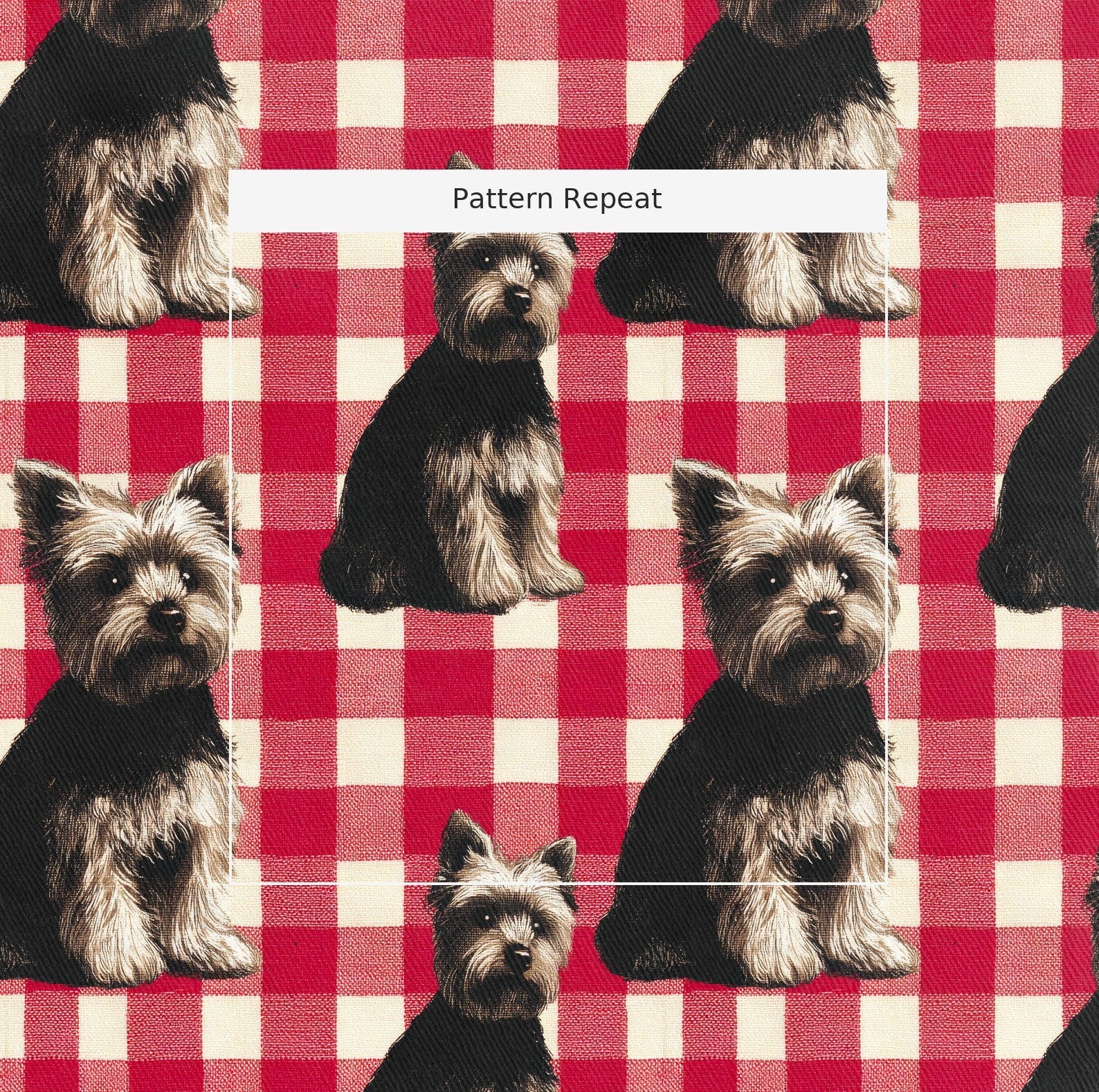 Yorkie Picnic Gingham - Fabric - Linen Rowe