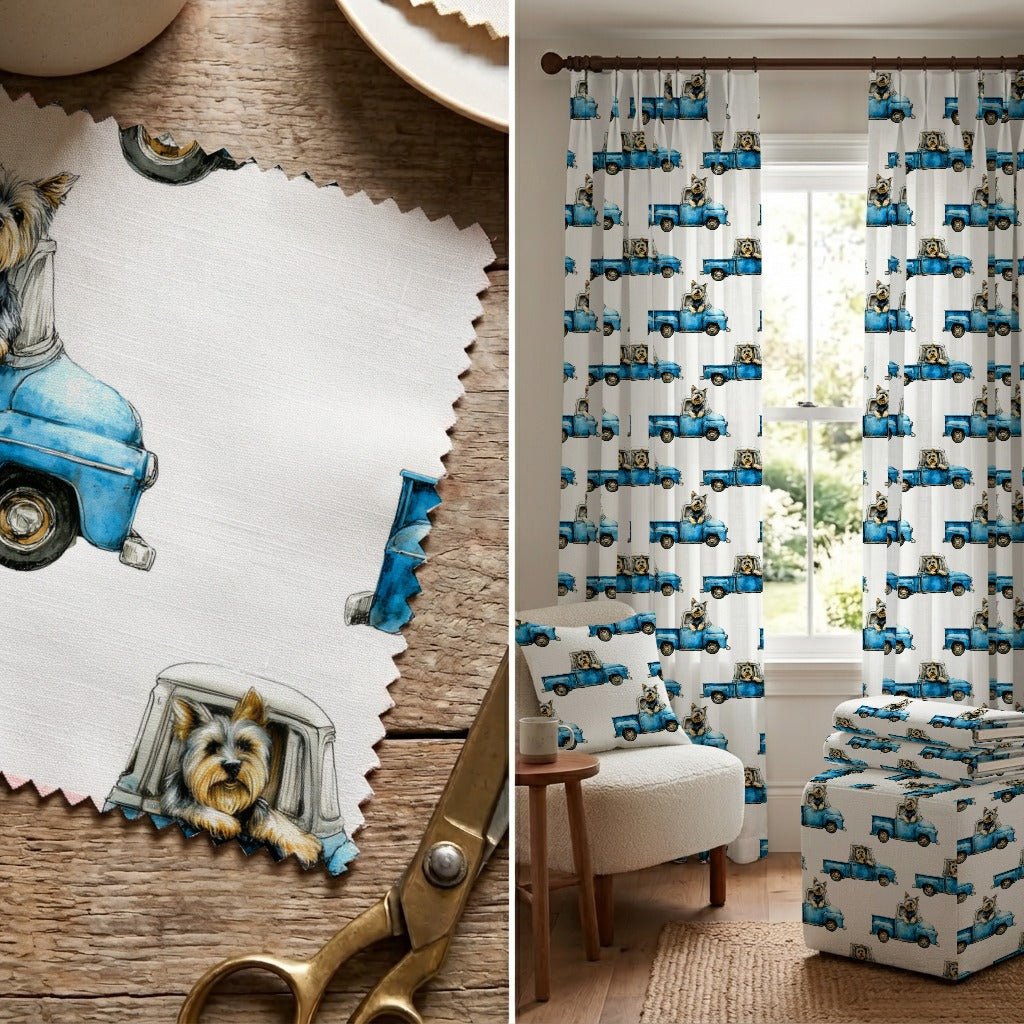 Yorkie Sunday Drive - Fabric - Linen Rowe