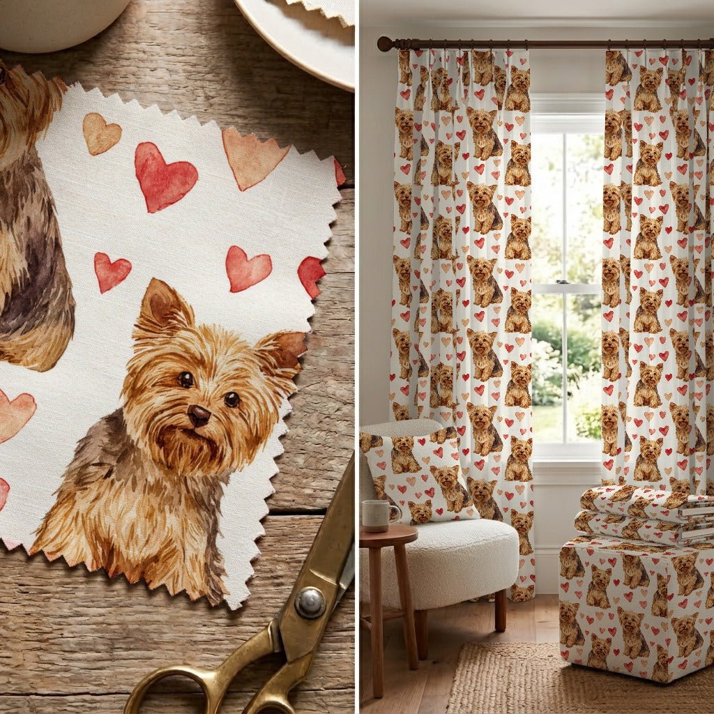Yorkie Sweetheart - Fabric - Linen Rowe