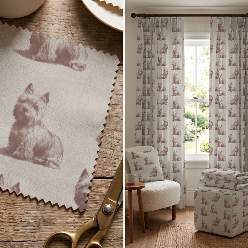 Yorkie Tonal Print - Fabric - Linen Rowe